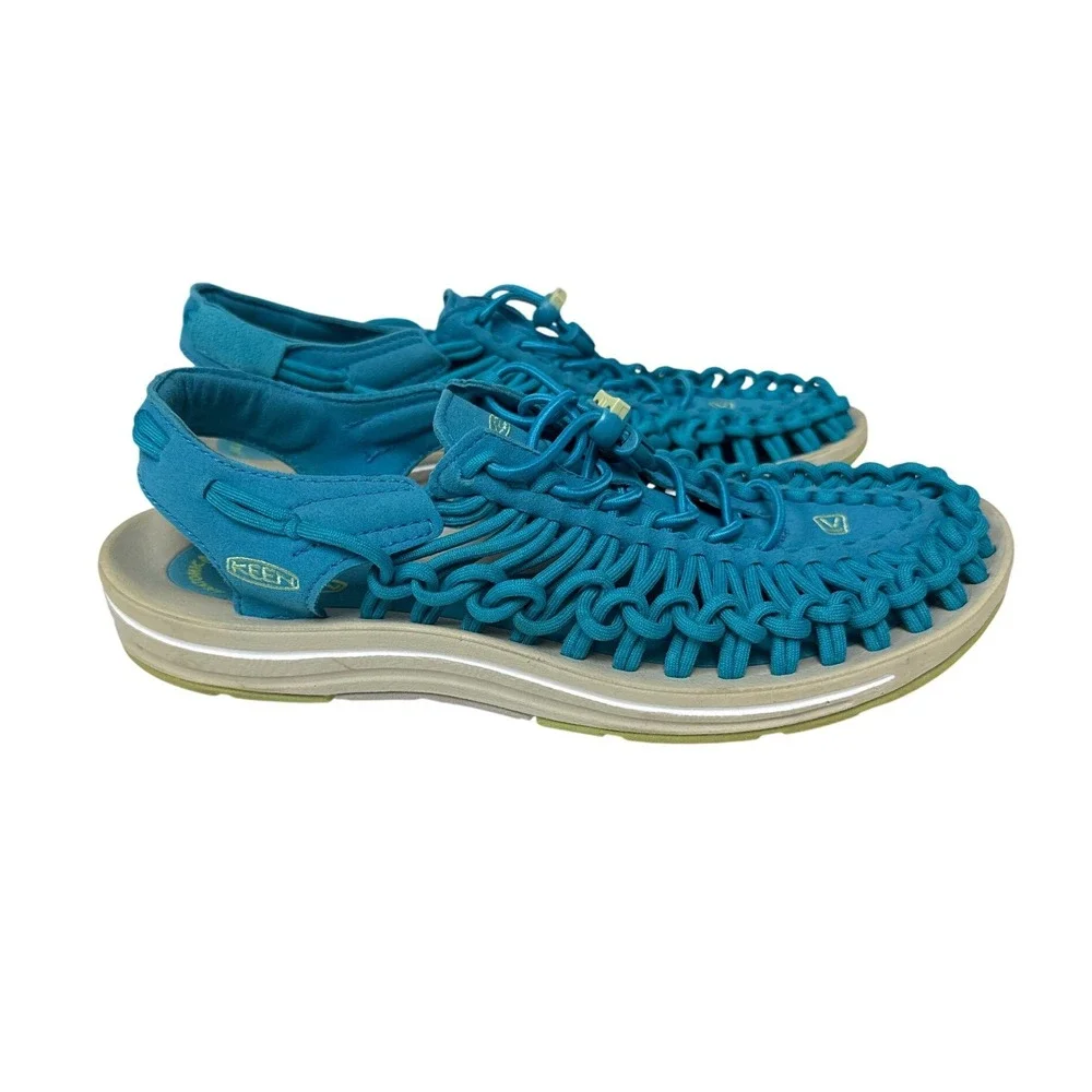 KEEN Uneek Sandals Women Size 9 Blue Green Braided Cord Outdoor Hiking Footwear